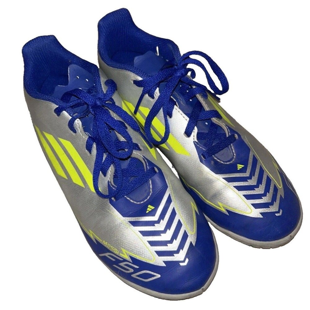 Adidas F50 Club Messi IN Youth Soccer Shoes Silver Blue Size US 5.5 IH0922